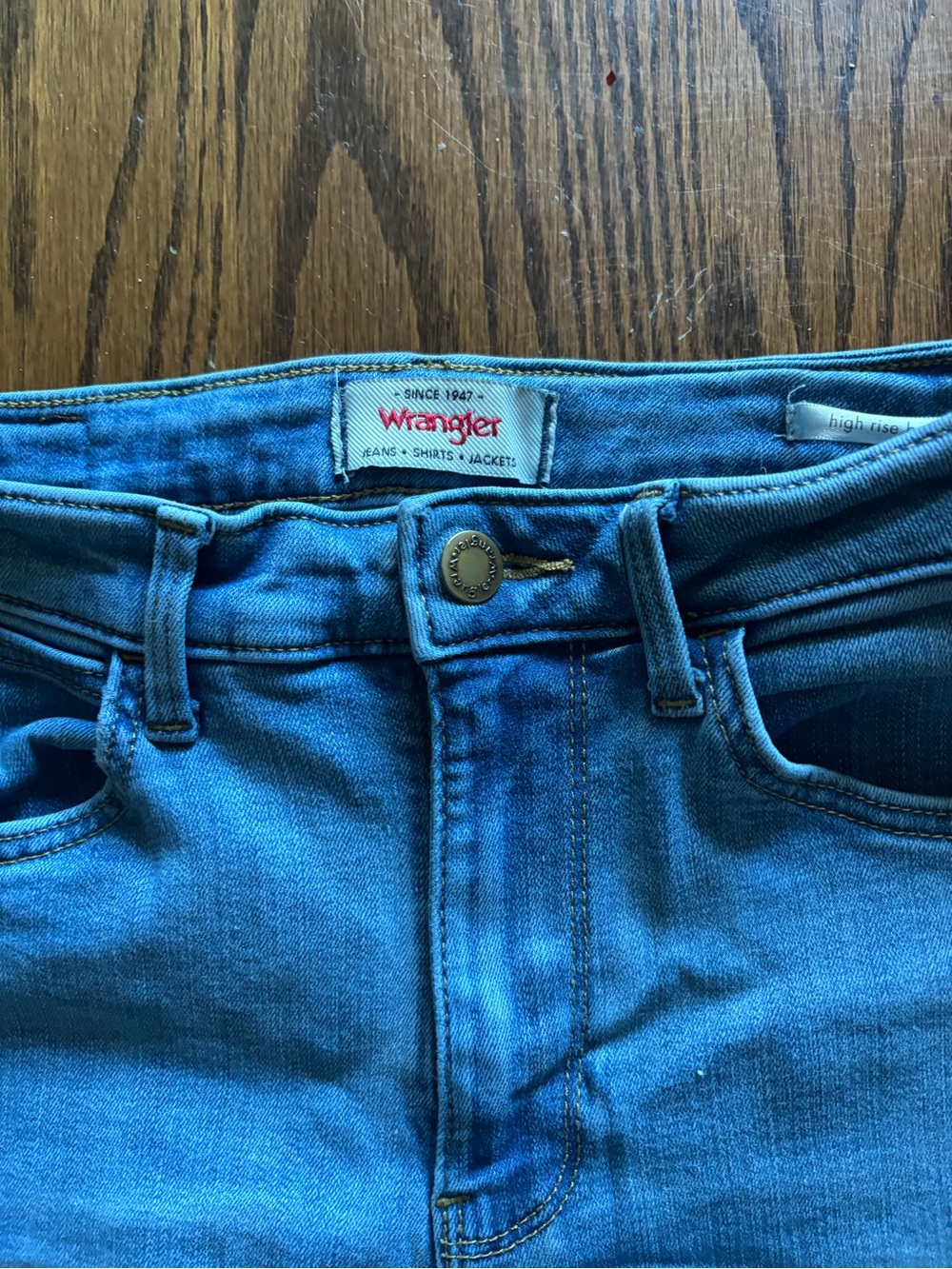 4 for $25- Wrangler High-Rise Denim Cutoff Shorts - Light Blue
